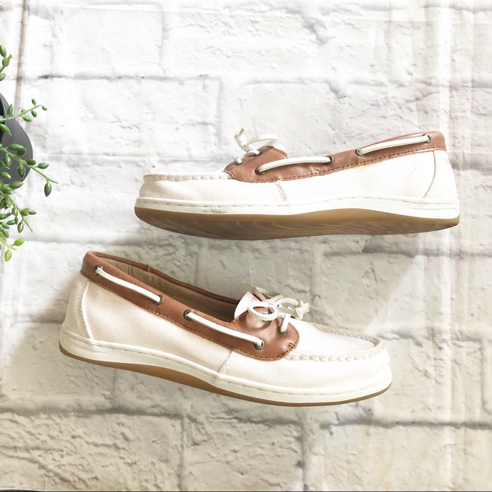 Sperry Firefish White Glitter Sparkle boat shoes